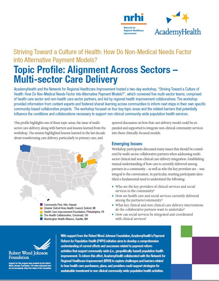 Topic Profile: Alignment Across Sectors – Multi-sector Care Delivery