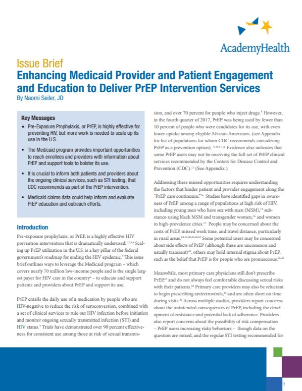 EngagementMedicaidPrEP_IssueBrief_Cover