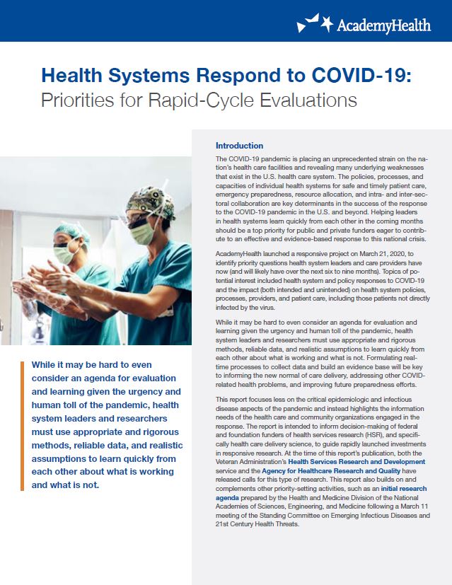 Health Systems Respond to COVID-19: Priorities for Rapid-Cycle Evaluations