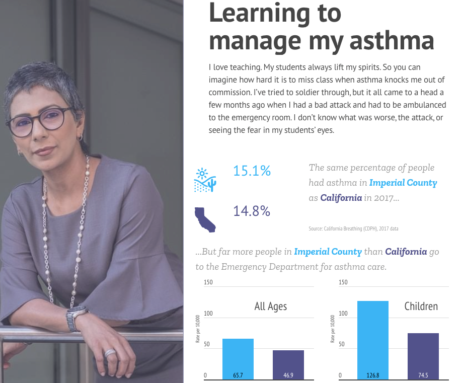 Learning to manage my asthma story with photo of female storyteller