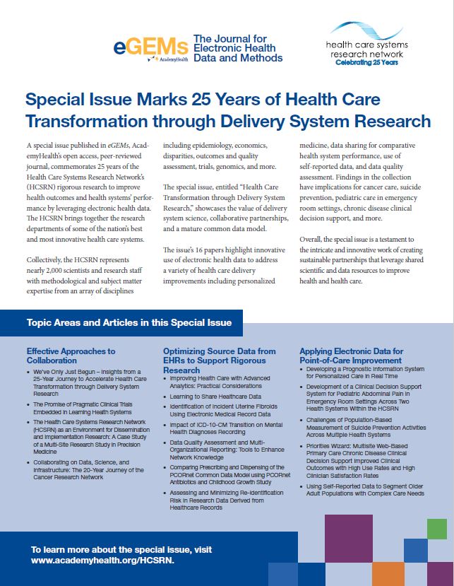 Special Issue Marks 25 Years of Health Care Transformation through Delivery System Research